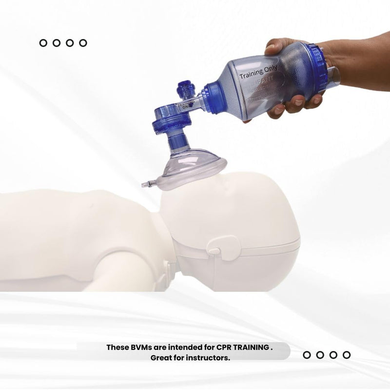 Training Bag Valve Mask (BVM) for CPR Training, Infant Size, Single, Mesh Bag, BVM-3021-001 (Pack of 2) Infant (Pack of 2)
