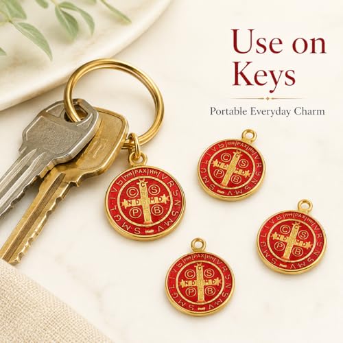 10 Pack Red Saint Benedict Cross Medal