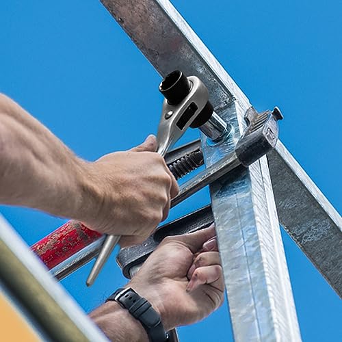 Udibas 19×22mm silver 12-point double-ended ratcheting podger scaffold spud wrench