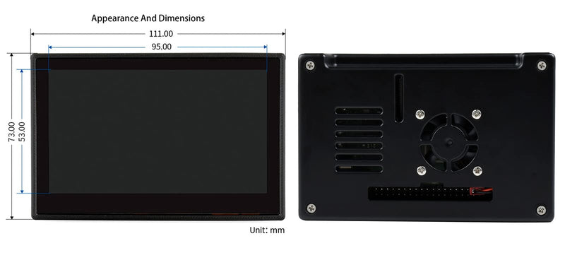 Waveshare 4.3 Inch Touch Screen DSI LCD with Case for Raspberry Pi 4B, 800×480 Resolution Monitor IPS Capacitive Screen Support Raspbian/Ubuntu/Kali/Retropie/WIN10 IoT 4.3 inch DSI LCD (with case)
