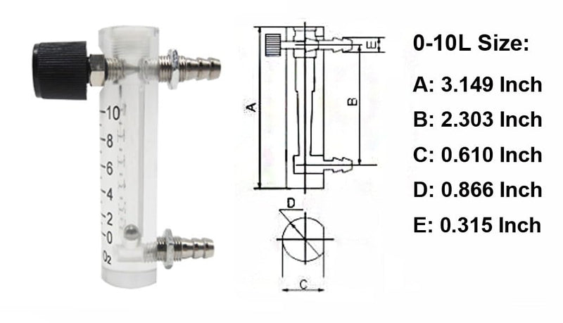 [Australia - AusPower] - Oxygen Flow Meter 0-10LPM Flowmeter for Fluid Filtration System Oxygen Air Flowmeter Gas Regulator Acylic Flow Meter with Control Valve for Oxygen/Air/Gas 