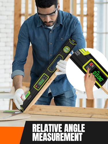 Mecurate 16-inch magnetic digital level with electronic angle finder and digital angle display