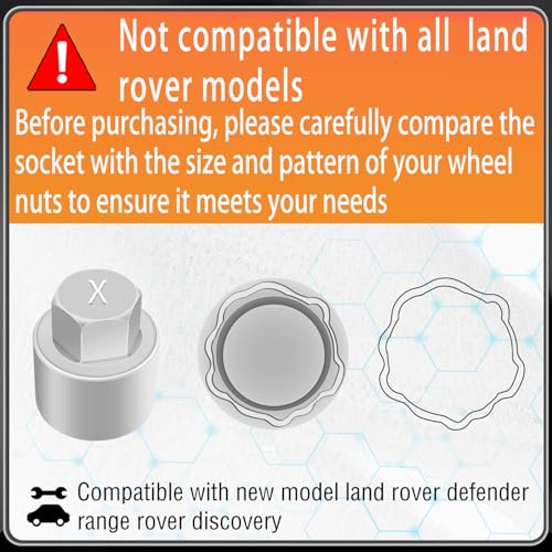 JEUCLEL Type X wheel locking nut key socket compatible with new model Land Rover vehicles