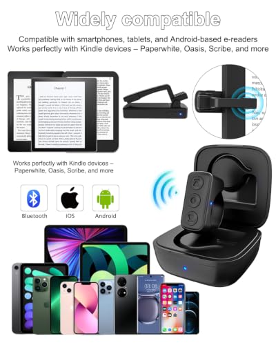 Multi-Function Bluetooth Page Turner TikTok Scrolling Ring Ideal for E-Readers/TikTok Videos/Camera Recording Compatible with Kindle/Kobo/iOS/Android (Black) Black