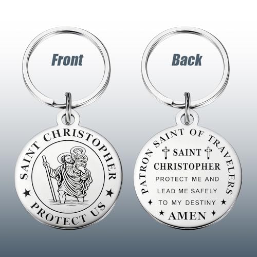 St Christopher Keyring Travel Guardian Cross Keychain for Men