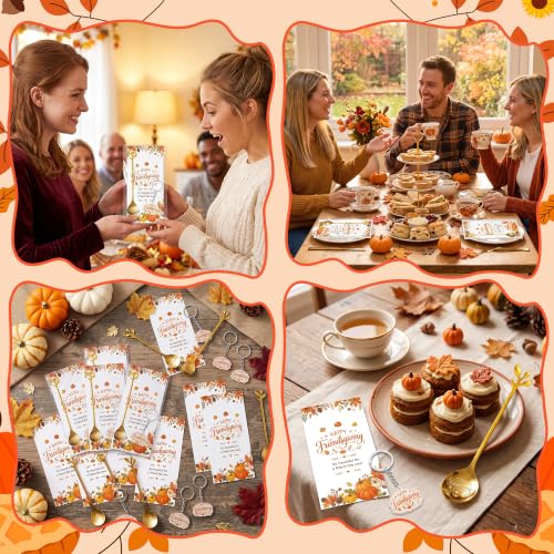 CJiangpo 24 Pack Friendsgiving Party Favors Tea Spoons Keychains Gifts Card