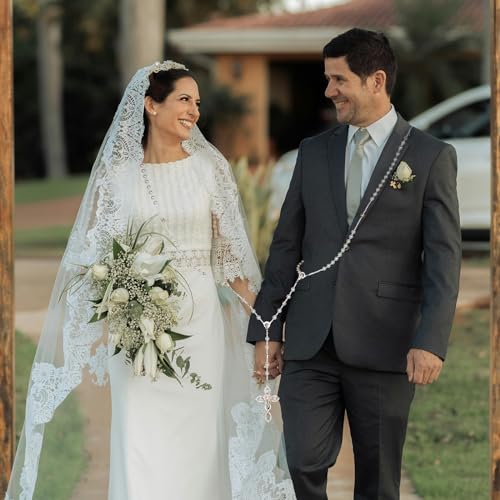 Lazo Para Boda,Wedding Lasso for Ceremony Catholic,Lazos Para Boda Catolica,Lazos Para Bodas De Iglesia Para Novios,Pearls Rosary with Unity Cross for Wedding Ceremony,Lazo De Boda Para Los Novios