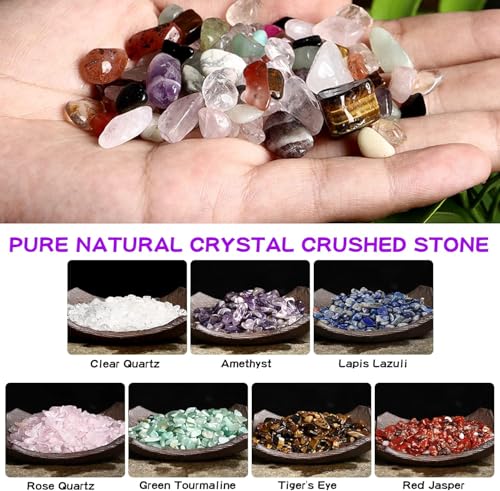 Healing Crystal for Beginners 7 Chakra Crystal Set,23 Pcs Healing Crystal Wiccan Reiki Gift,3 Types of Gemstones,Natural Gemstones,Raw Stones,Crystal Gravel with Instruction 23 Healing Crystal