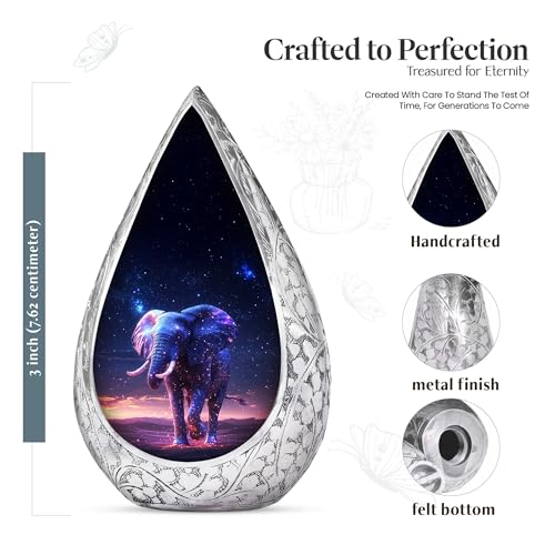 Elephant Urns for Adult Humans - Blue Urn for Ashes for Women Small 3 Inch Elephant-4