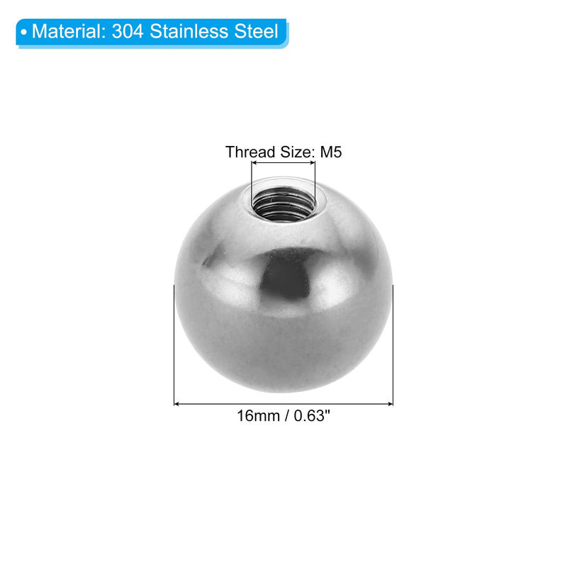 [Australia - AusPower] - PATIKIL M5x16mm Ball Nuts Knob, 4 Pcs Female Thread 304 Stainless Steel Round Blind Hole Screw Cap Cover for Lighting Machinery DIY Decoration, Silver 