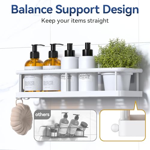 YASONIC Shower Caddy Adhesive, Rustproof Shower Organizer with Soap Holder, Large Capacity Shower Shelves for Inside Shower, No Drilling Bathroom Organizers and Storage for Home Decor（3 Pack White） 3-Piece Set (2 Caddies, 1 Soap Holder)