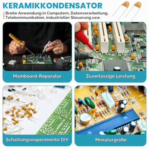 Ceramic Capacitor Set 24 Value 720 Pieces Capacitors Assortment from 10pF to 100nF Monolithic Ceramic Capacitor Kit