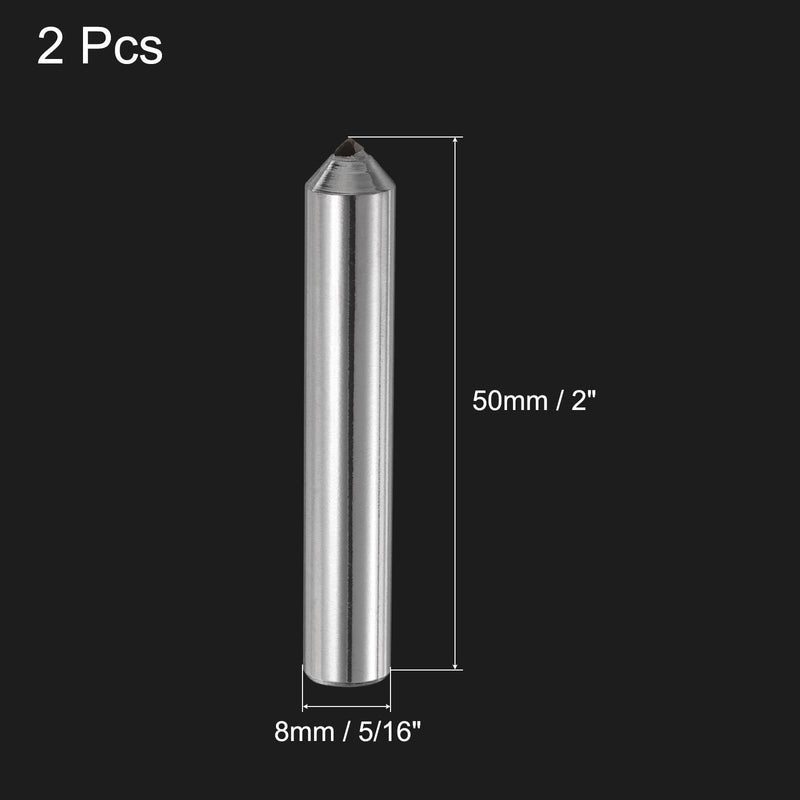 [Australia - AusPower] - QUARKZMAN Pack of 2 Diamond Grinders, 8 mm x 50 mm (5/16 x 2 inches), Single Conical Point Grinding Wheel, Round Pen, Welded Diamond Dressage Tools, Silver Tone 