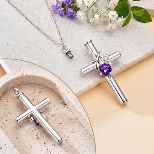 Urn Necklaces for Ashes, Ashes Keepsake Cremation Jewelry for Women Men Cross Urn
