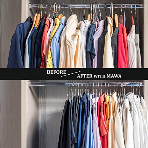 Mawa by Reston Lloyd Silhouette Ultra-Thin Series, Non-Slip Space Saving Shirt Hanger with Pant Bar & Skirt Hooks, Style 42/FTU, White Pack of 10