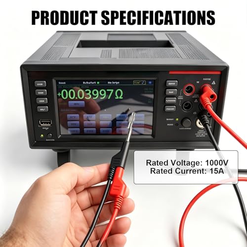 2 x 1000A Prüfkabel mit Bananenstecker 4mm, Stapelbares Multimeter Kabel | 1000V 15A Messleitungen 4mm für Labornetzteil Multimeter Elektrische Prüfung, 1M Labornetzteil Kabel, Rot/Schwarz