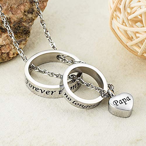 XIUDA Urn Necklace for Ashes No Longer by My Side, Forever in My Heart Carved Locket Cremated Ashes Necklace Silver-Papa