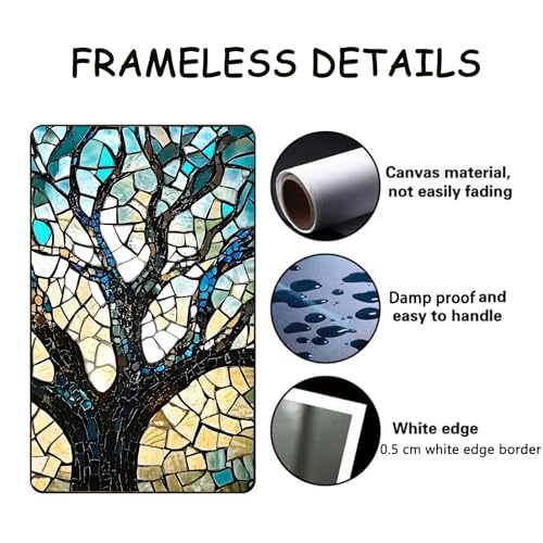 Eeuqiauot Tree of Life Canvas Wall Art Abstract Teal Blue Painting Abstract Textured Prints Teal Tree Wall Art Tree of Life Posster Prints for Living Room Wall Decor 16x24in Unframed Teal,Tree of Life,Abstract 16"L x 24"W