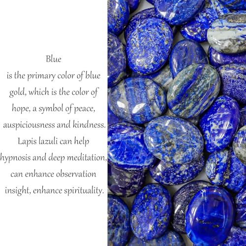 1.8” Inch Lapis Lazuli Palm Stones Thumb Worry Pocket Chakra Crystals for Anxiety, Adult Sensory Items for Woman or Man, Anxiety Relief Items Fidget. Healing Crystals Daily Use