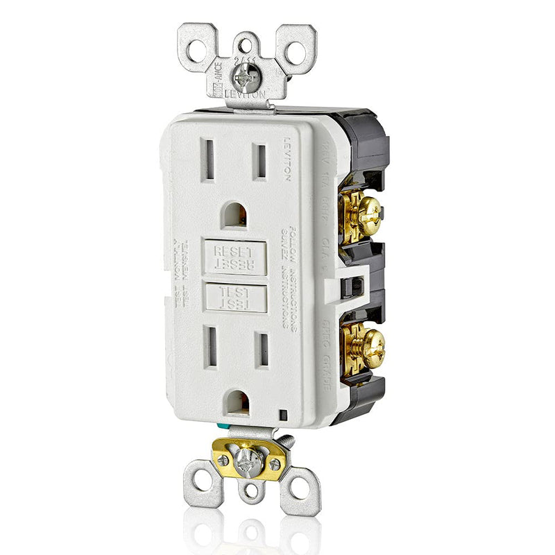 [Australia - AusPower] - Leviton GFCI Outlet, 15 Amp, Self Test, Tamper-Resistant with LED Indicator Light, Protection from Electric Shock and Electrocution, GFTR1-W, White 