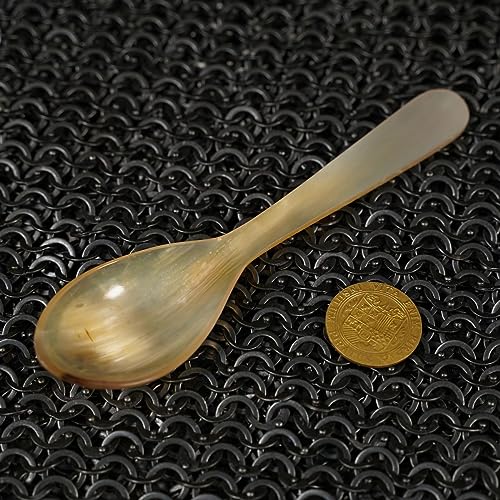 Mythrojan Buffalo Horn Spoons Polished Finish Handcrafted with Genuine Ox Horn Fully Functional Accessory for Reenactments-4pcs 6.5" (Set of 4)