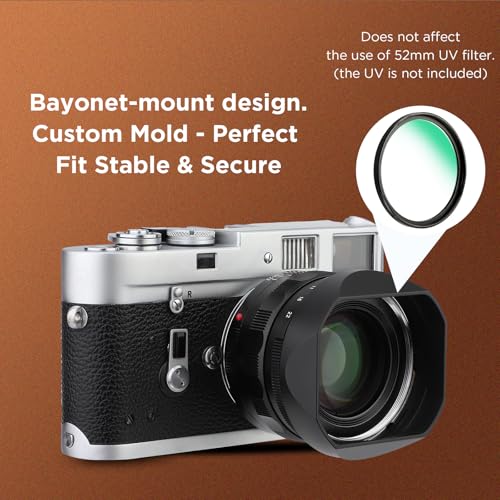 Haoge Bayonet Metal Square Lens Hood for Voigtlander NOKTON 35mm F1.2 II/III,40mm F1.2,50mm F1.2 Aspherical Lens for VM Mount Accessories LH-VM35-NB Black,with Cap