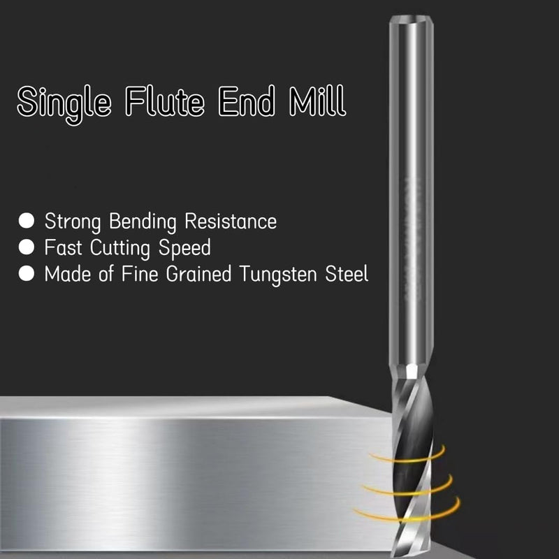 [Australia - AusPower] - TICFOX Pack of 10 Single Flute End Mill, Single End Mill Flute Carbide CNC Cutter 4 mm Shank for Wood Aluminium Steel PCB PVC Circuit Boards Acrylic Carbon Fibre 