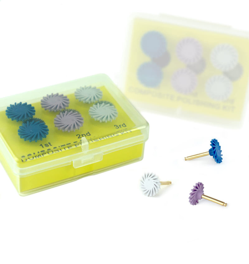 [Australia - AusPower] - Dental Composite Resin Polishing Disc Polishe Wheels Brush Rubber Disc Kit Spiral Tooth Polisher Diamond System 6PCS 