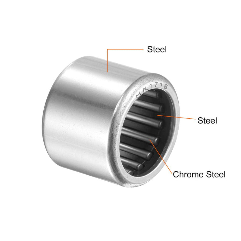 [Australia - AusPower] - uxcell HK1718 Needle Roller Bearings 17mm Bore 23mm OD 17.8mm Width Chrome Steel Open End 5pcs 17x23x18mm 