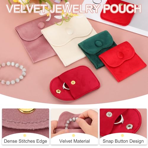 PATIKIL Velvet Jewelry Pouches, 24 Pcs Jewelry Packaging Gift Bags with Snap Button for Bracelet Rings Watch Necklace, (2"x2"/3"x3") Black