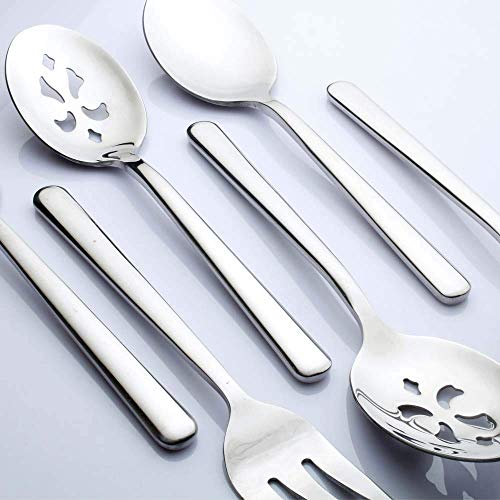 Serving Spoons*2 Slot Spoons* 2 Forks *2 Buffet Colander Stainless Steel Banquet Set, Set of 6. Lenght 9" 6 serving set