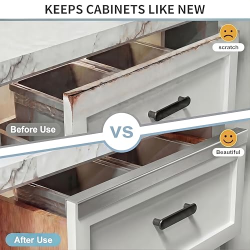 2 Pack 17 inch Stainless Steel Drawer Edge Guard, Slip-on Cabinet Door Protector with Strong 3M Double Sided Adhesive Tape, Fits 3/4" Thick Doors and Drawers,Rustproof Brushed Stainless
