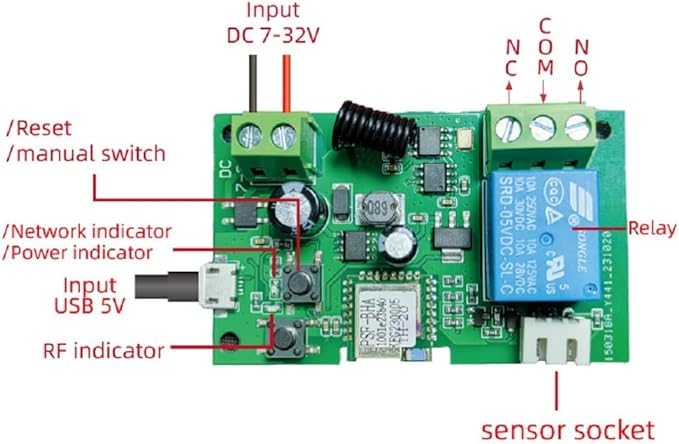 [Australia - AusPower] - Easy Operation,Tuya 1 Channel WiFi Wireless Smart Temperature Relay Switch Module, Remote Temperature Controller with Realtime App Notification Alert,Compatible with Alexa Google Home(AC/DC7-32V) 