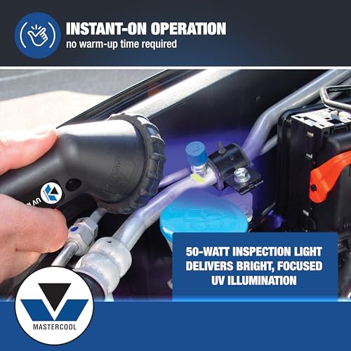 Mastercool 53312 UV leak detection flashlight, handheld black flashlight for detecting fluorescent leaks
