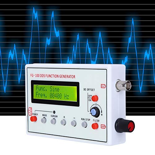 DDS Function Generator, 1HZ-500KHZ DDS Function Low Frequency Signal Generator Frequency Meter Signal Source Module Frequency Counter Sine Triangle Square Sawtooth Waveform FG-100
