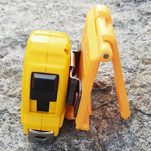 Lzdrason yellow tape measure holder clip attached to a tool belt, 1 pack