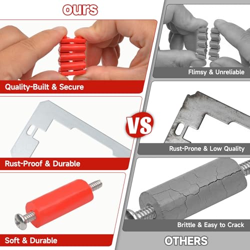 Grnheat 52-piece outlet spacer kit with red stackable spacers, metal shims, tubes, and long screws