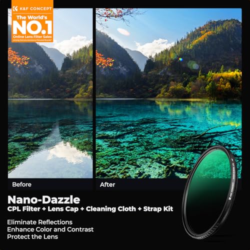 K&F Concept 72mm Circular Polarizer Lens Filter with Filter Cap Ultra Slim