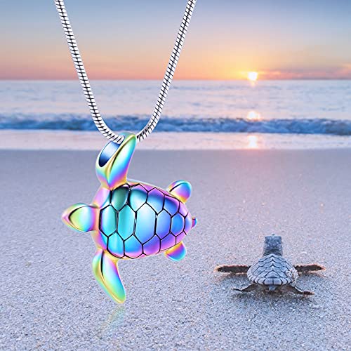 Imrsanl Sea Turtle Cremation Jewelry for Ashes Urn Necklace of Loved One Colorful