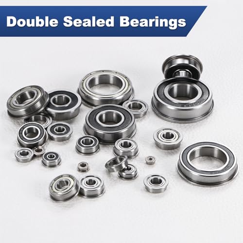 M METERXITY 10-Pack FR8-2RS Flanged Ball Bearing, 1/2" x 1-1/8" x 5/16" Double Rubber Shielded Chrome Steel (GCr15) Flange Rip Bearings for Wheelbarrow/Printer/Fax Machines/Power Tools 1/2" x 1-1/8" x 5/16"