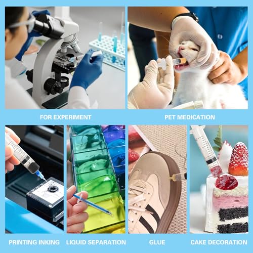 12 Piece Needle-Free Dispensing Syringe Set 1-100ml | Clear scale for measuring, dispensing and transferring liquids - for laboratory, glue, ink, oil, workshop and DIY