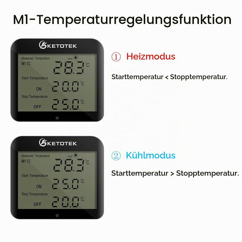 KETOTEK Digital Thermostat Socket Day Night Temperature Controller Sockets | 100-250V Heating Cooling Temperature Switch with Sensor Timer Regulator for Greenhouse Reptiles Fridge KT3200Pro