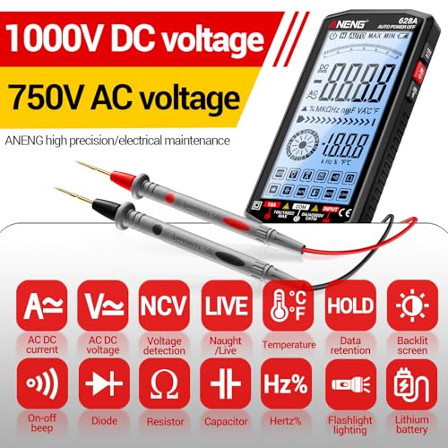 ANENG black rechargeable TRMS 6000-count digital multimeter voltmeter tester