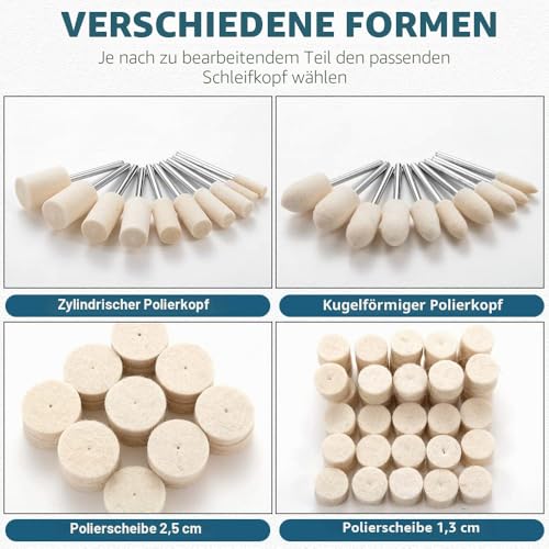 Pack of 80 Polishing Discs Compatible with Dremel Polishing Attachments, Wool Felt Polishing Disc with 1/8 Inch Shaft Polishing Accessories, Rotary Tool Polishing Set for Metal Glass