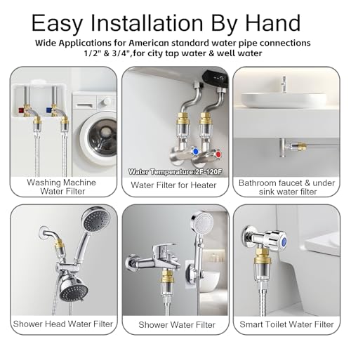 FilaguuAwster MINI brass inline washing machine water filter, faucet mount sediment filter with threaded fittings