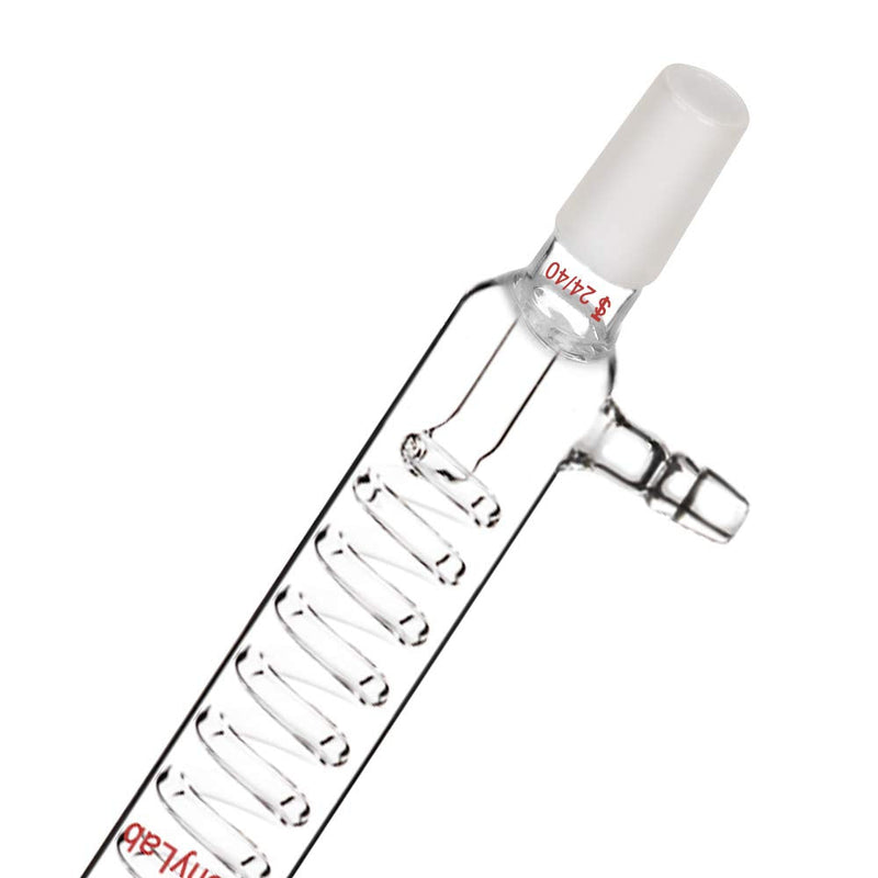 StonyLab Borosilicate Glass Graham Condenser with 24/40 Joint 200mm Jacket Length Lab Condenser 200 mm