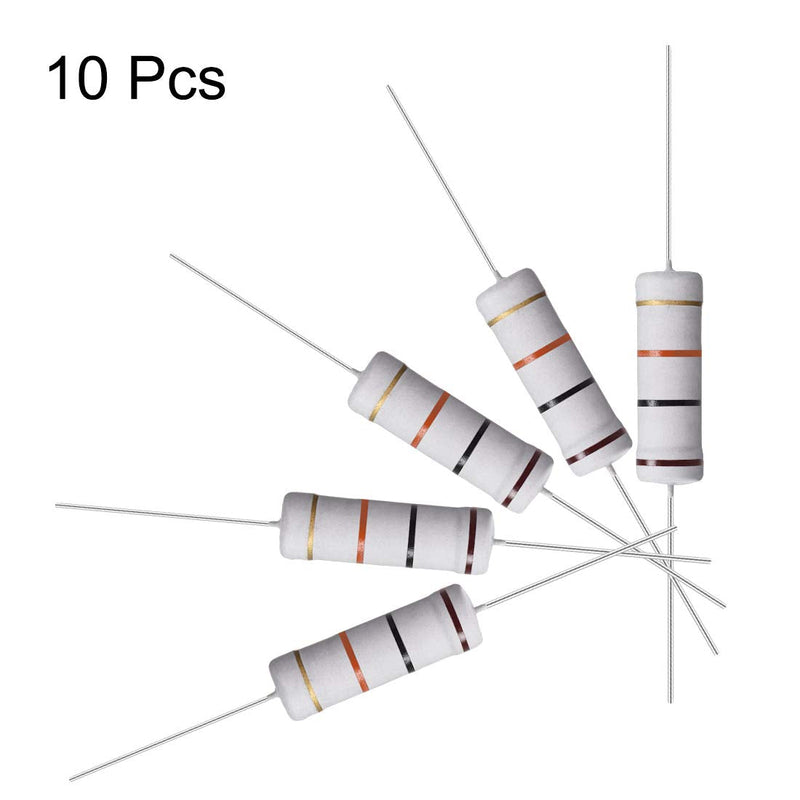 [Australia - AusPower] - uxcell 10Pcs 10K Ohm Resistor, 5W 5% Tolerance Metal Oxide Film Resistors, Shaft Lead, Flame Proof for DIY Electronic Projects and Experiments 