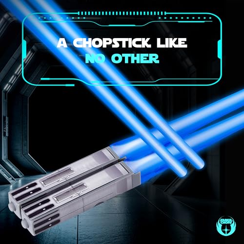 LIGHTSABER CHOPSTICKS LIGHT UP STAR WAR CHOPSTICK LED Glowing Light Saber Chop Sticks REUSABLE Sushi Sabers Cool Fun Geeky STARWAR Chop Stick Set Darth Red Green Blue Purple | 4 Pairs CASE GIFT BOX Regular Tips