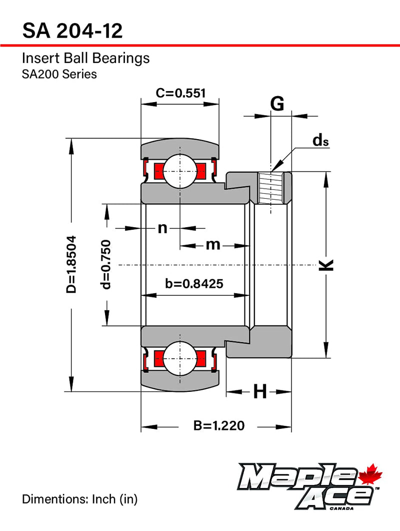 [Australia - AusPower] - MAPLE ACE 741-0309, 941-0309, 741-0310, 941-0310 Bearing Compatible with/Replacement for MTD w/Collar Re-lube Hi-Temp Grease (Qty 1) 