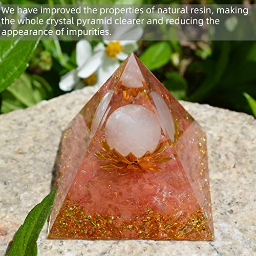 Hopeseed Orgone Pyramid Orgonite Healing Crystal Pyramid, Rose Quartz Rose Quartz Crystal